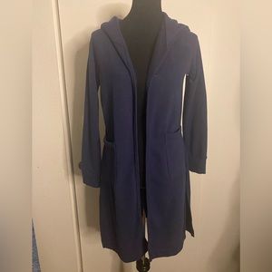 GO COUTURE navy blue, soft, fuzzy jacket, duster, sweatshirt, size medium